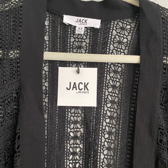 BB Dakota Cardigan XS Layla Black Open Front Crochet Neutral Boho Wide Sleeve - Picture 3 of 10